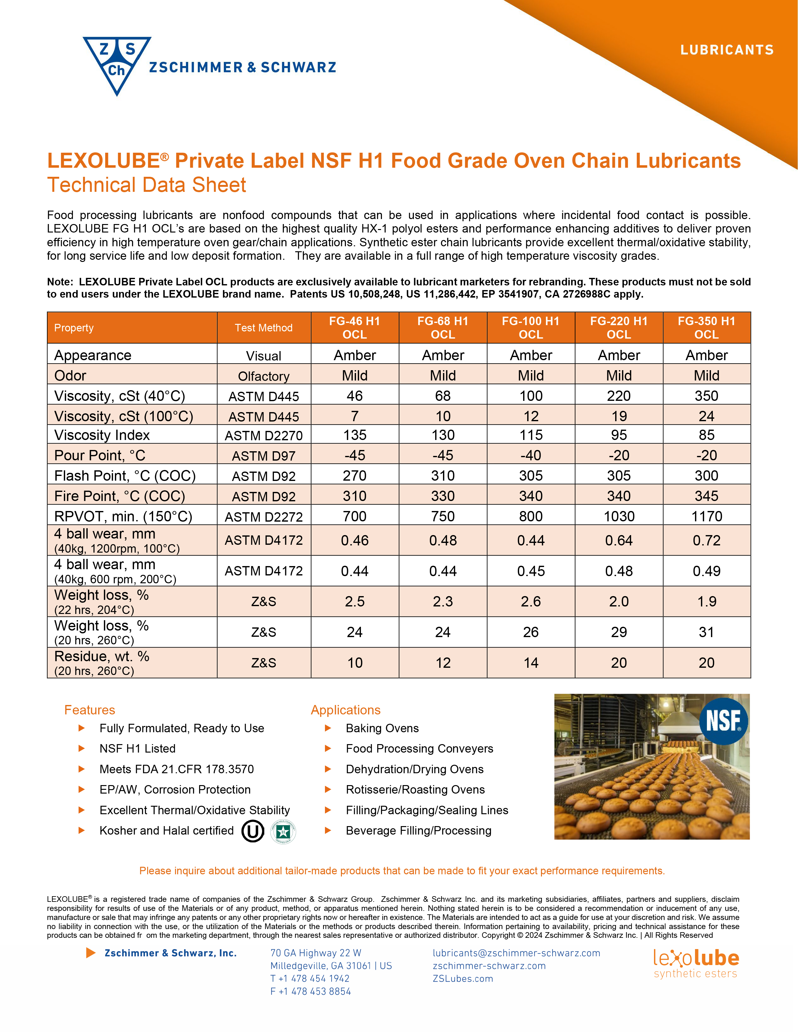 LEXOLUBE® PRIVATE LABEL NSF H1 FOOD GRADE TDS